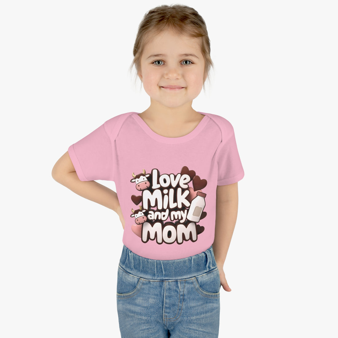 "Love milk and my mom" Infant Baby Rib Bodysuit