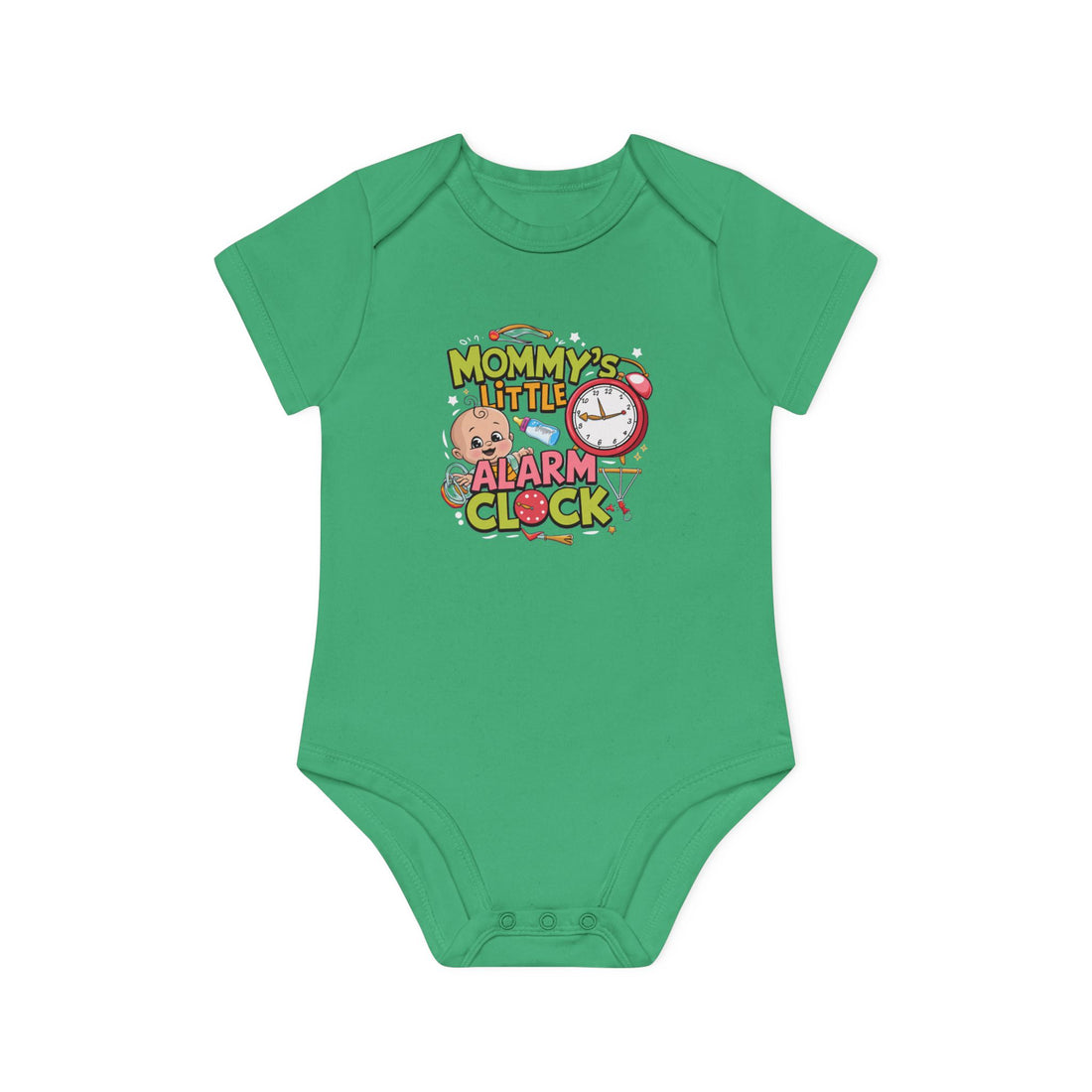 "Mommy's little alarm clock" Baby Organic Short Sleeve Bodysuit