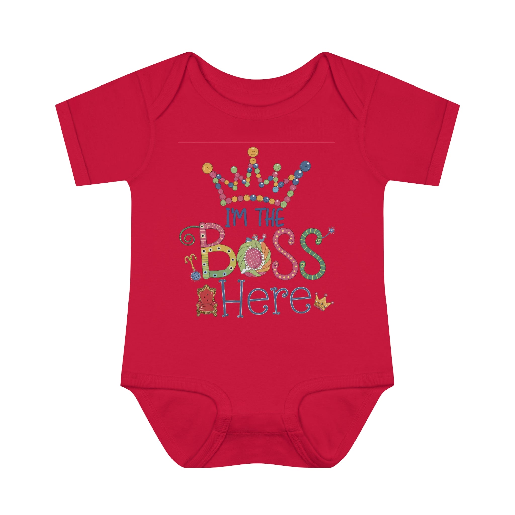 "I'm the boss here" Infant Baby Rib Bodysuit