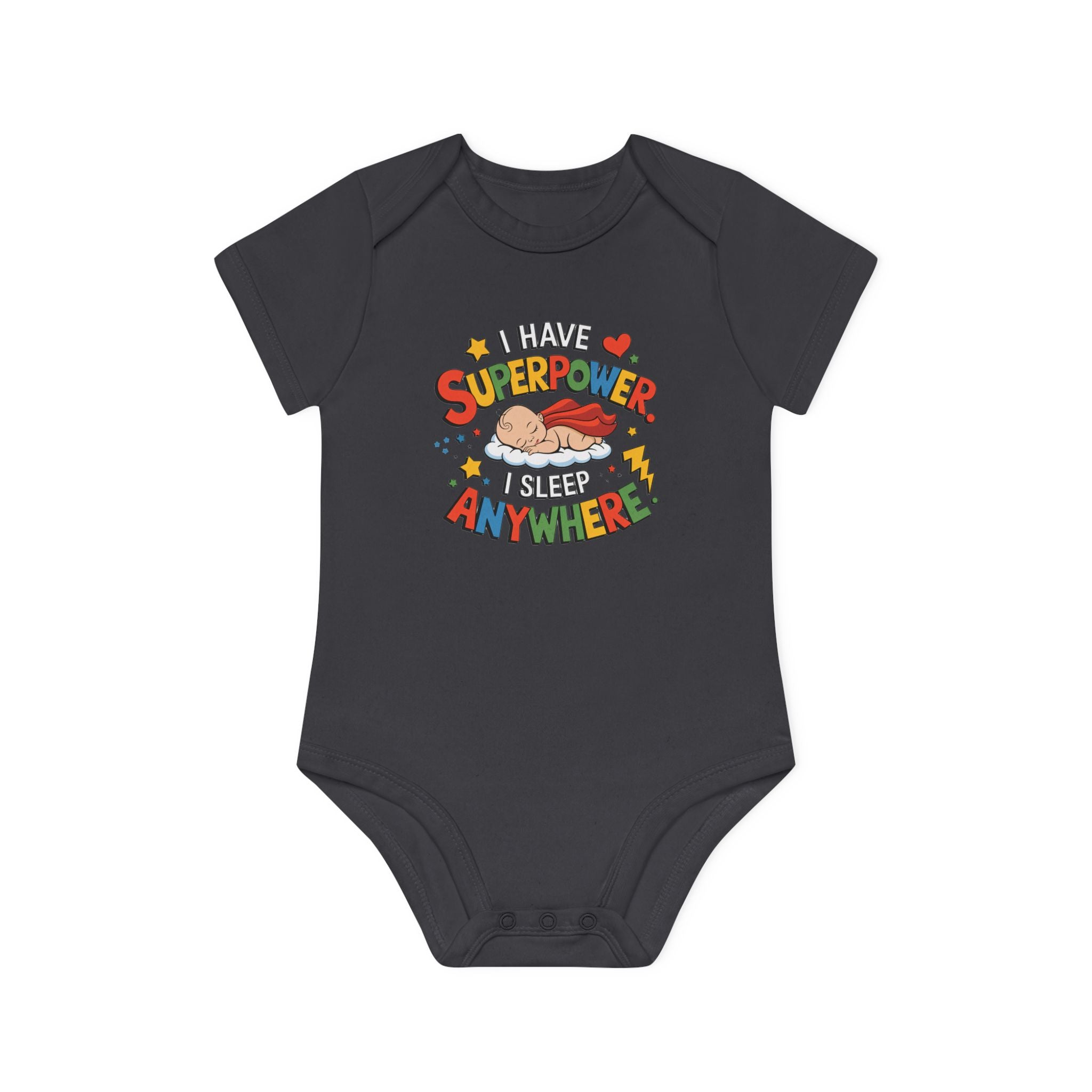"I have superpower I sleep anywhere" Baby Organic Short Sleeve Bodysuit
