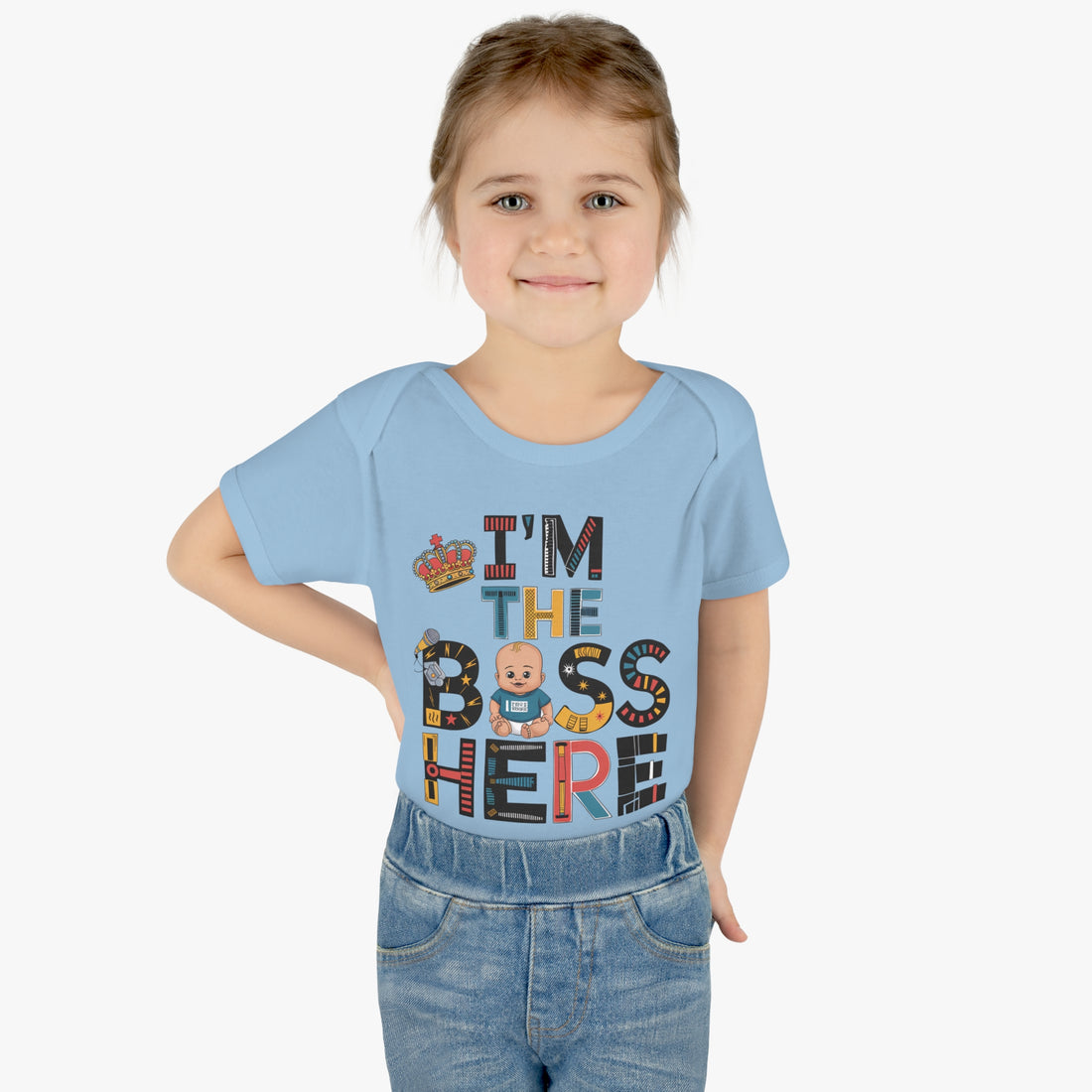 "I'm the boss here" Infant Baby Rib Bodysuit