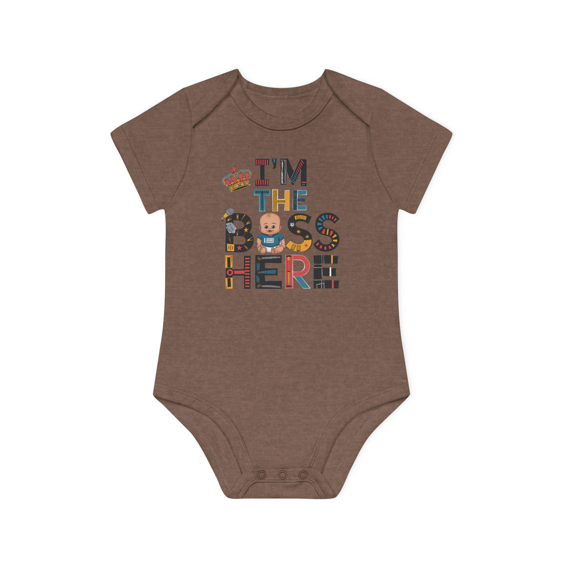 "I'm the boss here" Baby Organic Short Sleeve Bodysuit