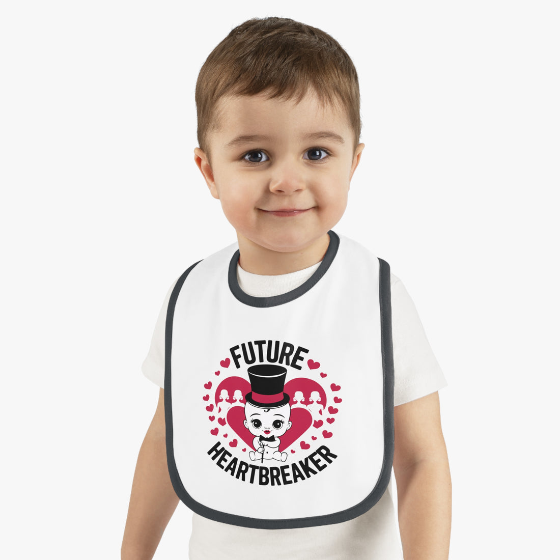 "Future heartbreaker" Baby Contrast Trim Jersey Bib