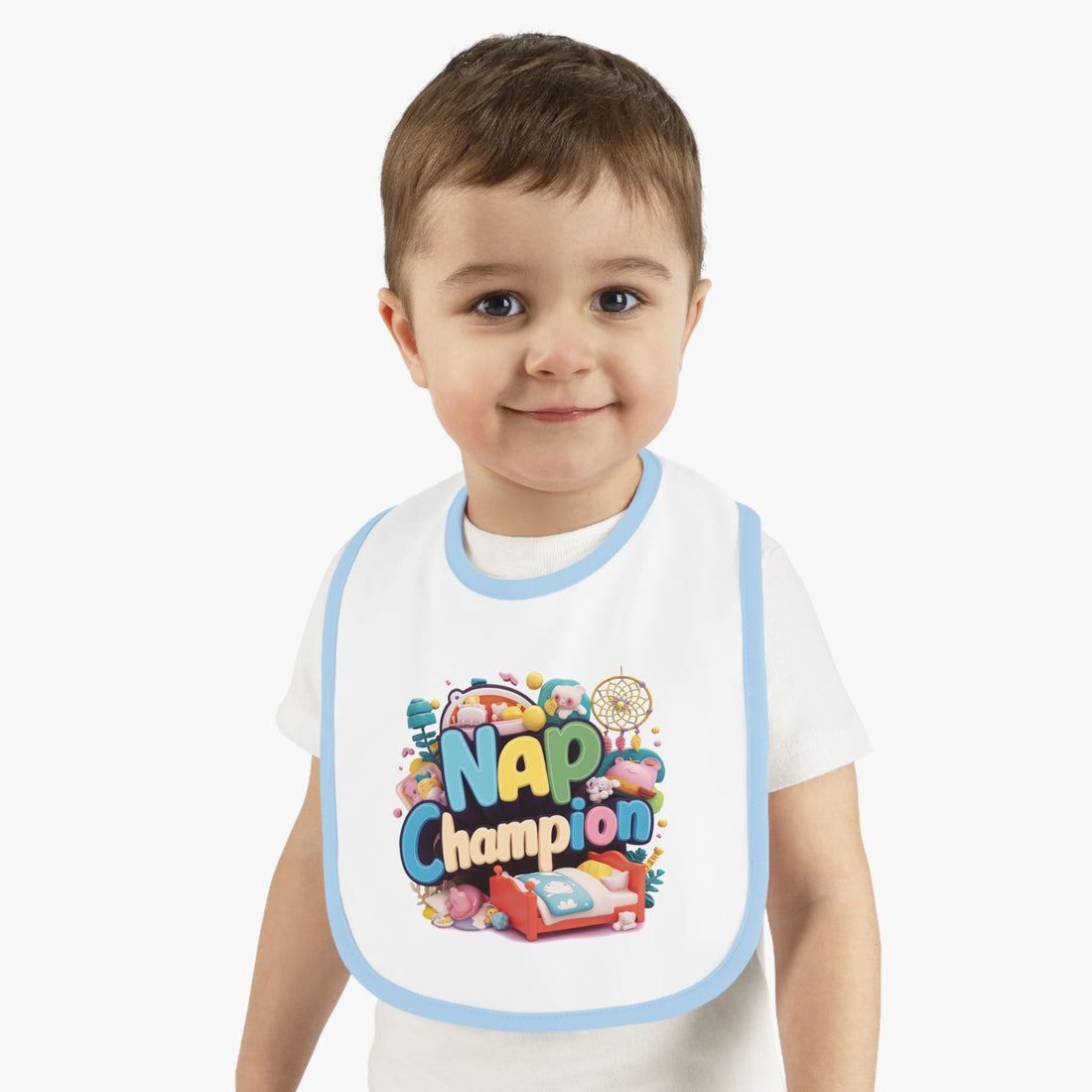 "Nap champion" Baby Contrast Trim Jersey Bib