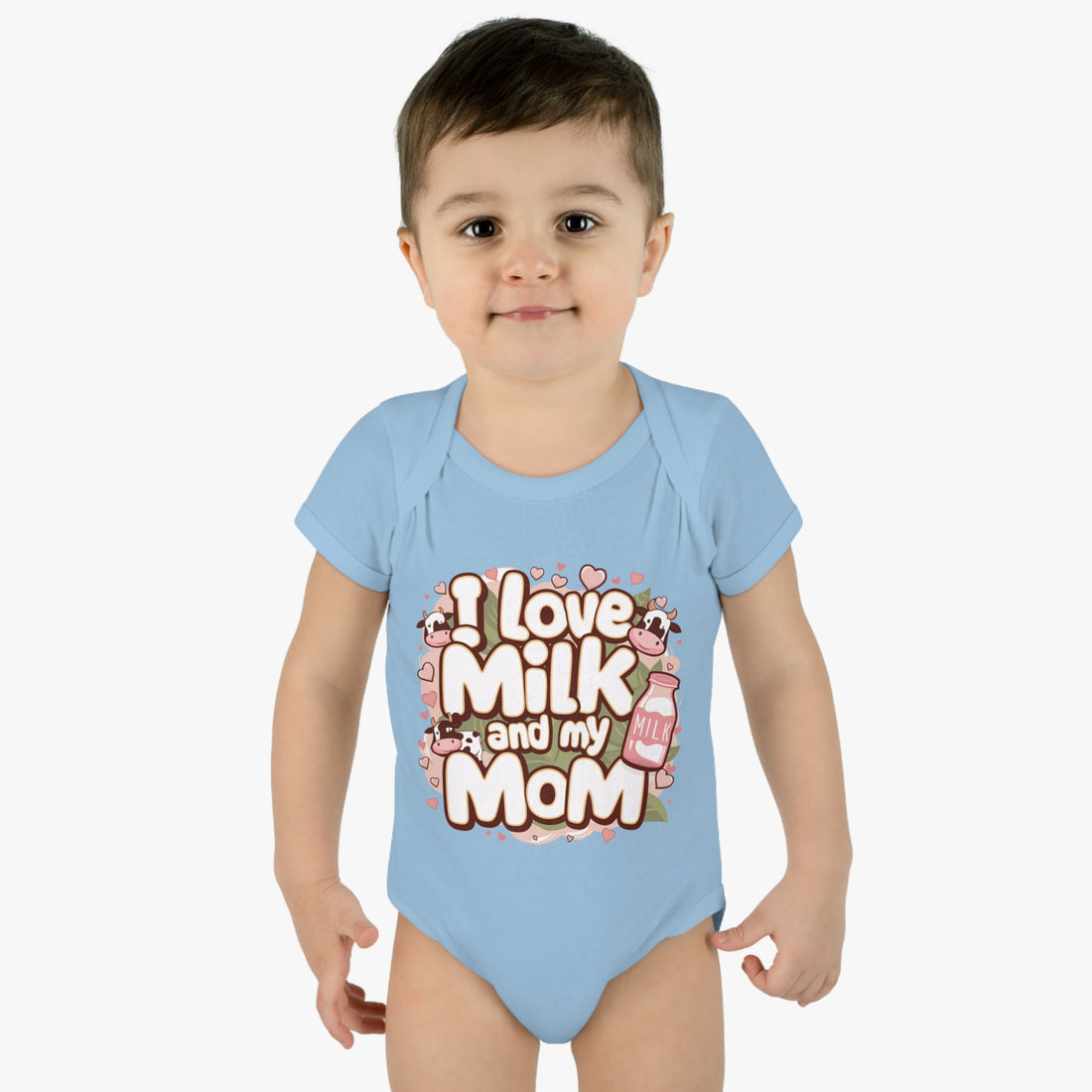 "I love milk and my mom" Infant Baby Rib Bodysuit