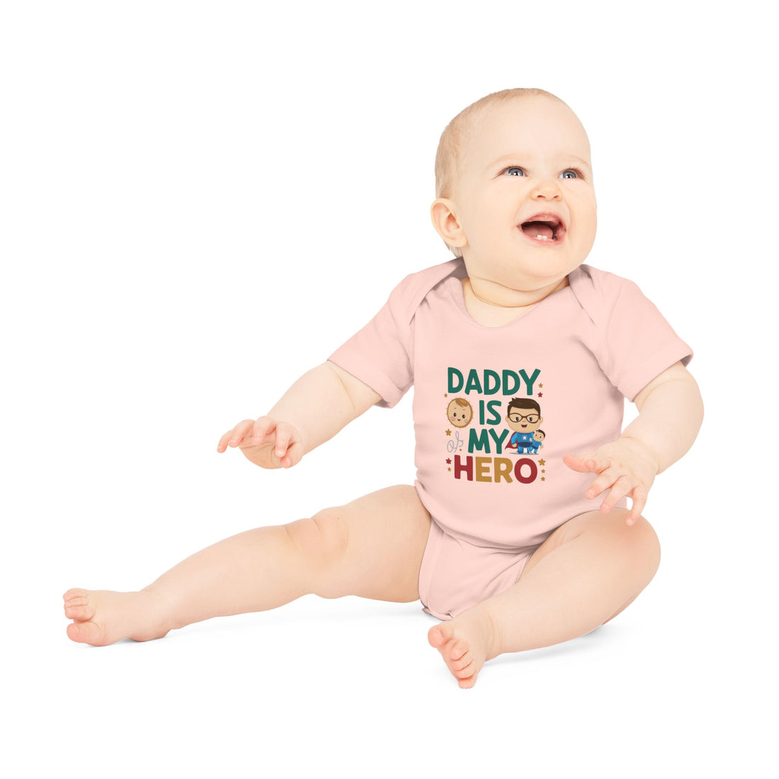 "Daddy is my hero" Baby Organic Short Sleeve Bodysuit