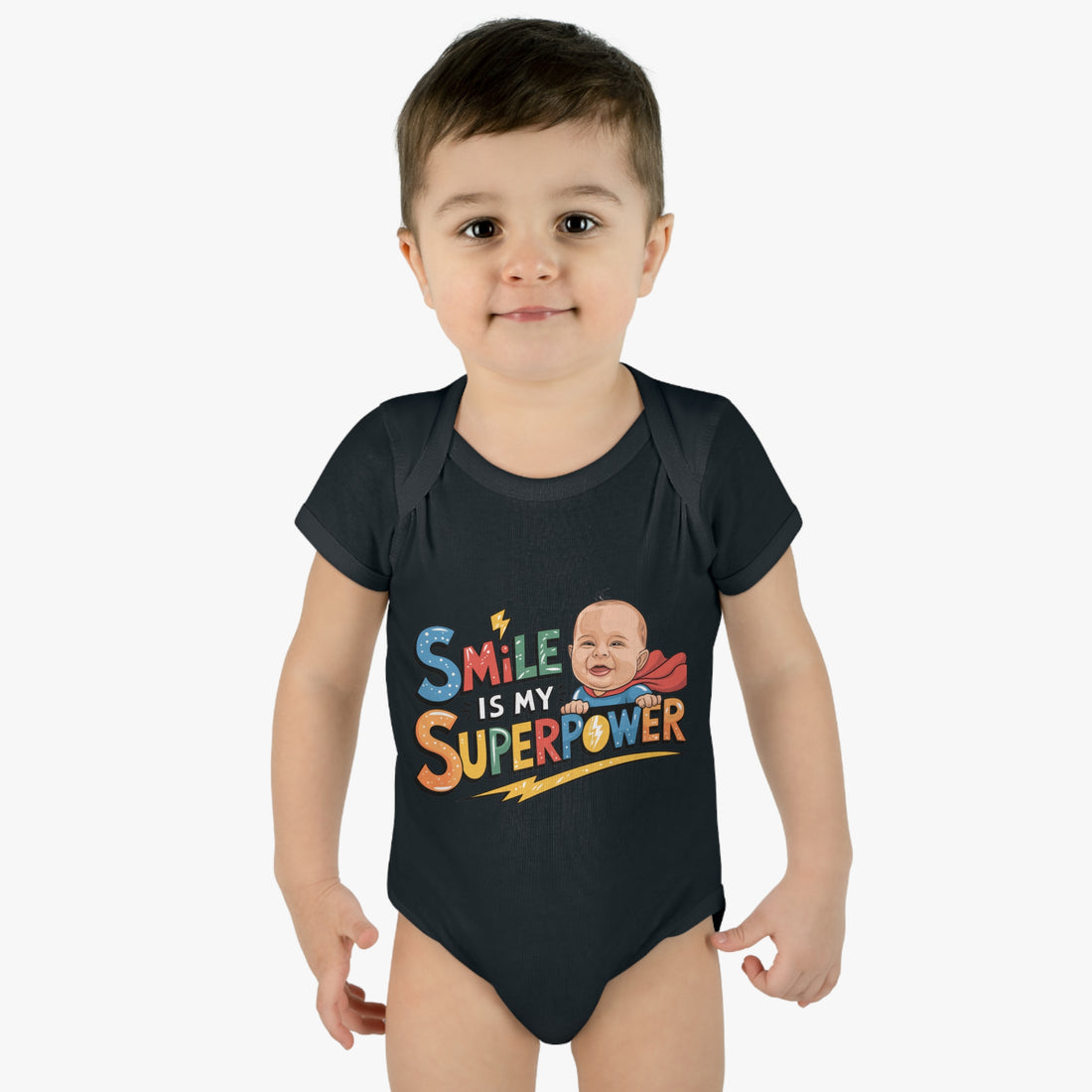 "Smile is my Superpower" Infant Baby Rib Bodysuit