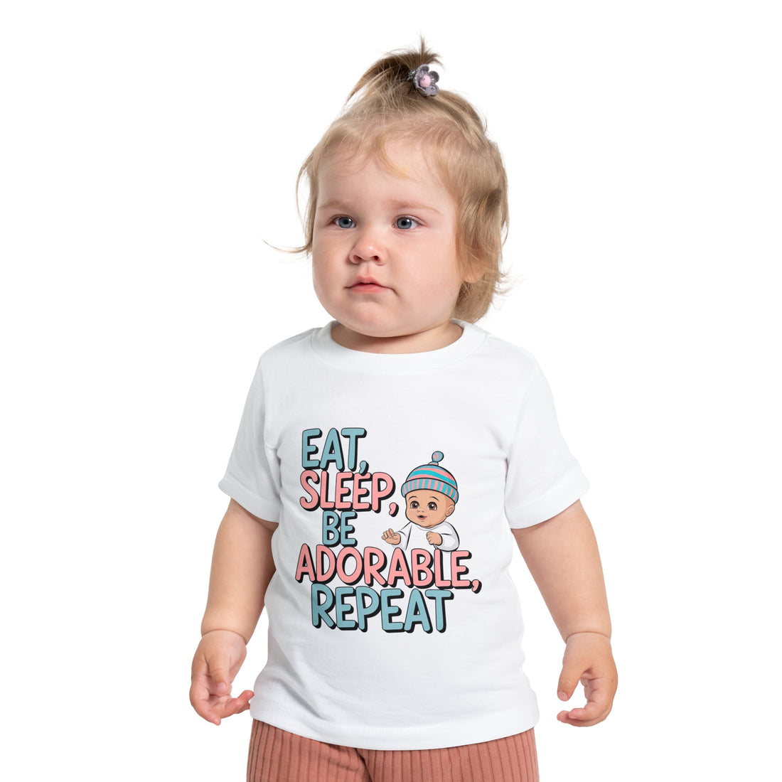 "Eat, sleep, be adorable, repeat" Baby Short Sleeve T-Shirt