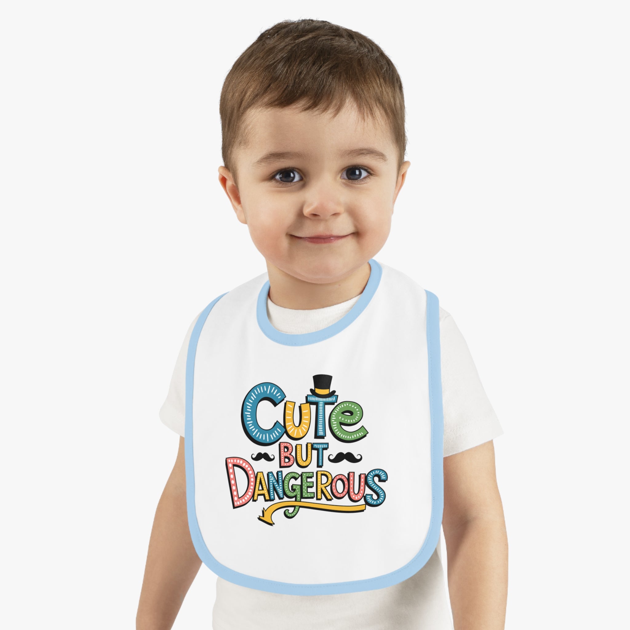 "Cute but dangerous" Baby Contrast Trim Jersey Bib