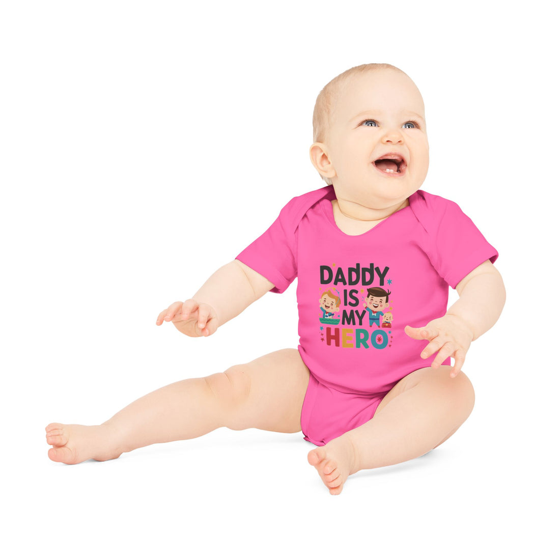 "Daddy is my hero" Baby Organic Short Sleeve Bodysuit