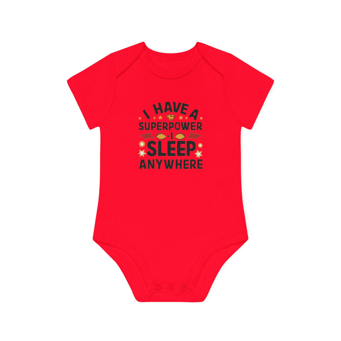 "I have a superpower I sleep anywhere" Baby Organic Short Sleeve Bodysuit