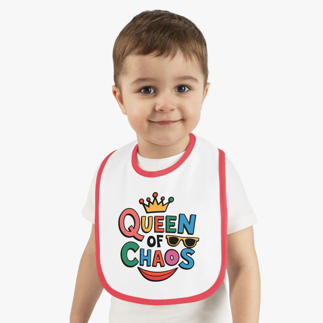 "Queen of chaos" Baby Contrast Trim Jersey Bib