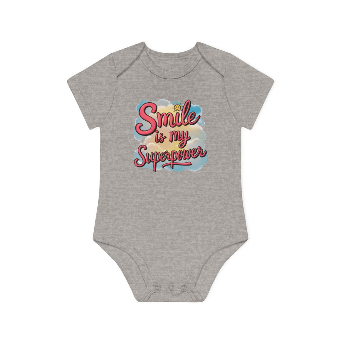 "Smile is my superpower" Baby Organic Short Sleeve Bodysuit