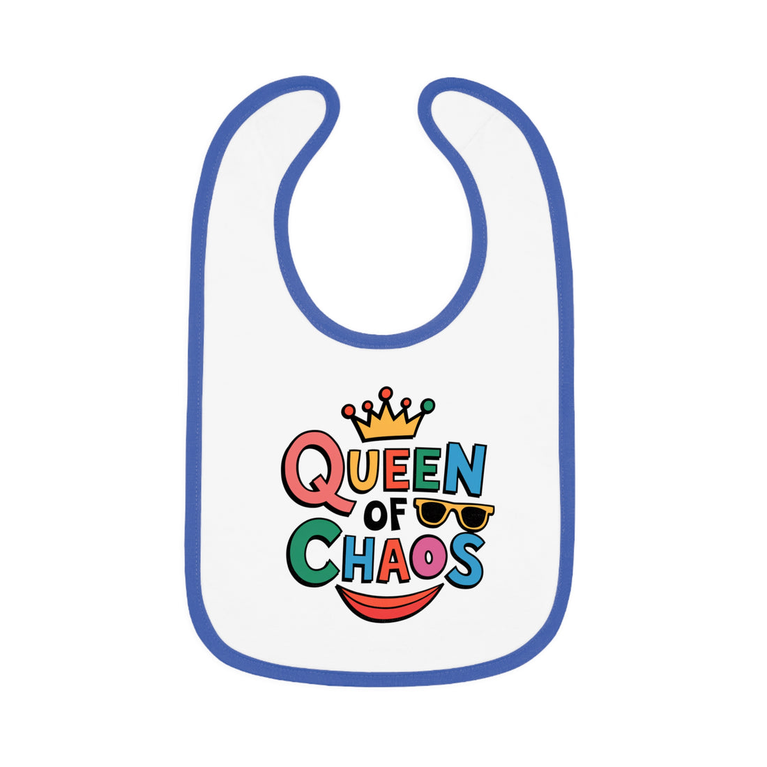 "Queen of chaos" Baby Contrast Trim Jersey Bib