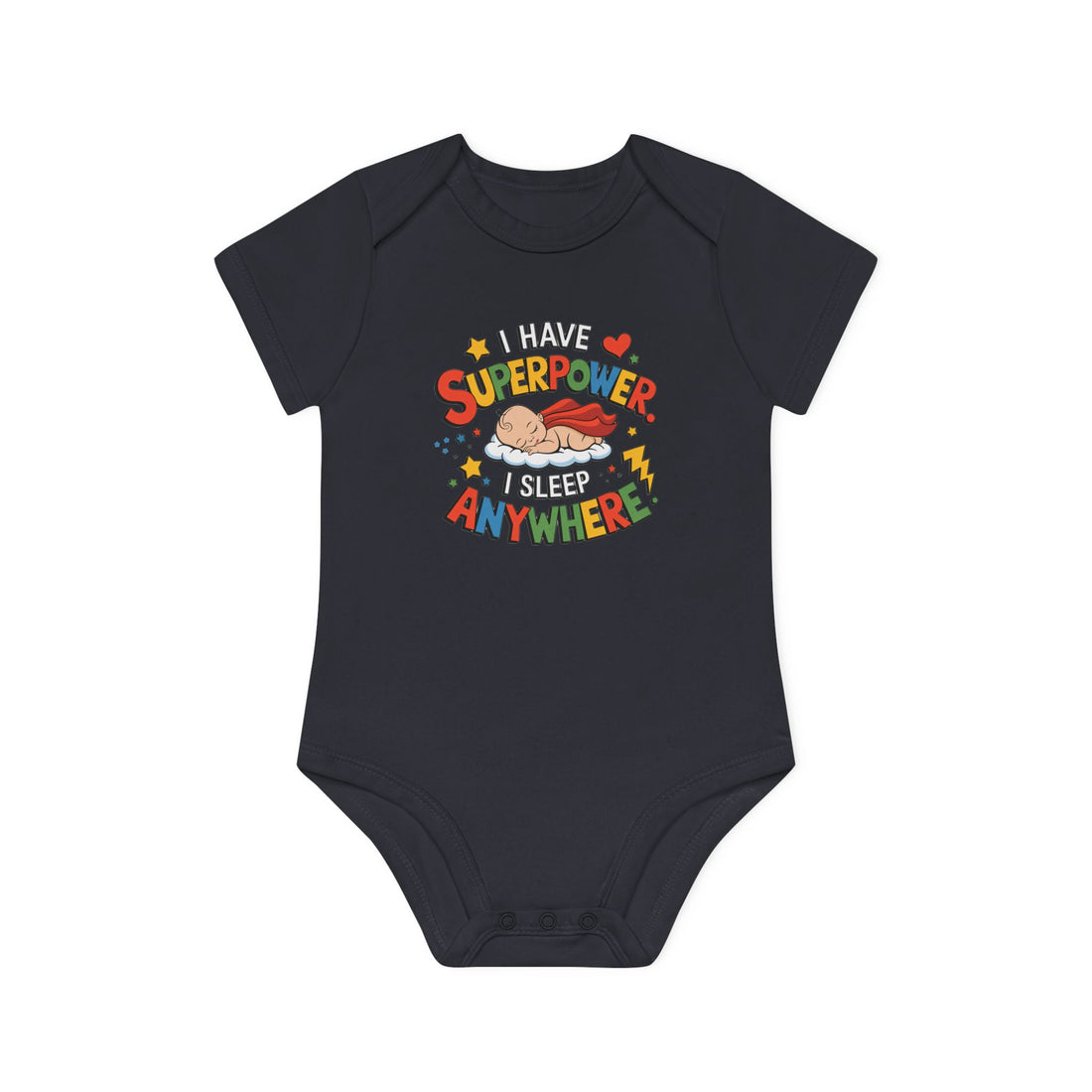 "I have superpower I sleep anywhere" Baby Organic Short Sleeve Bodysuit