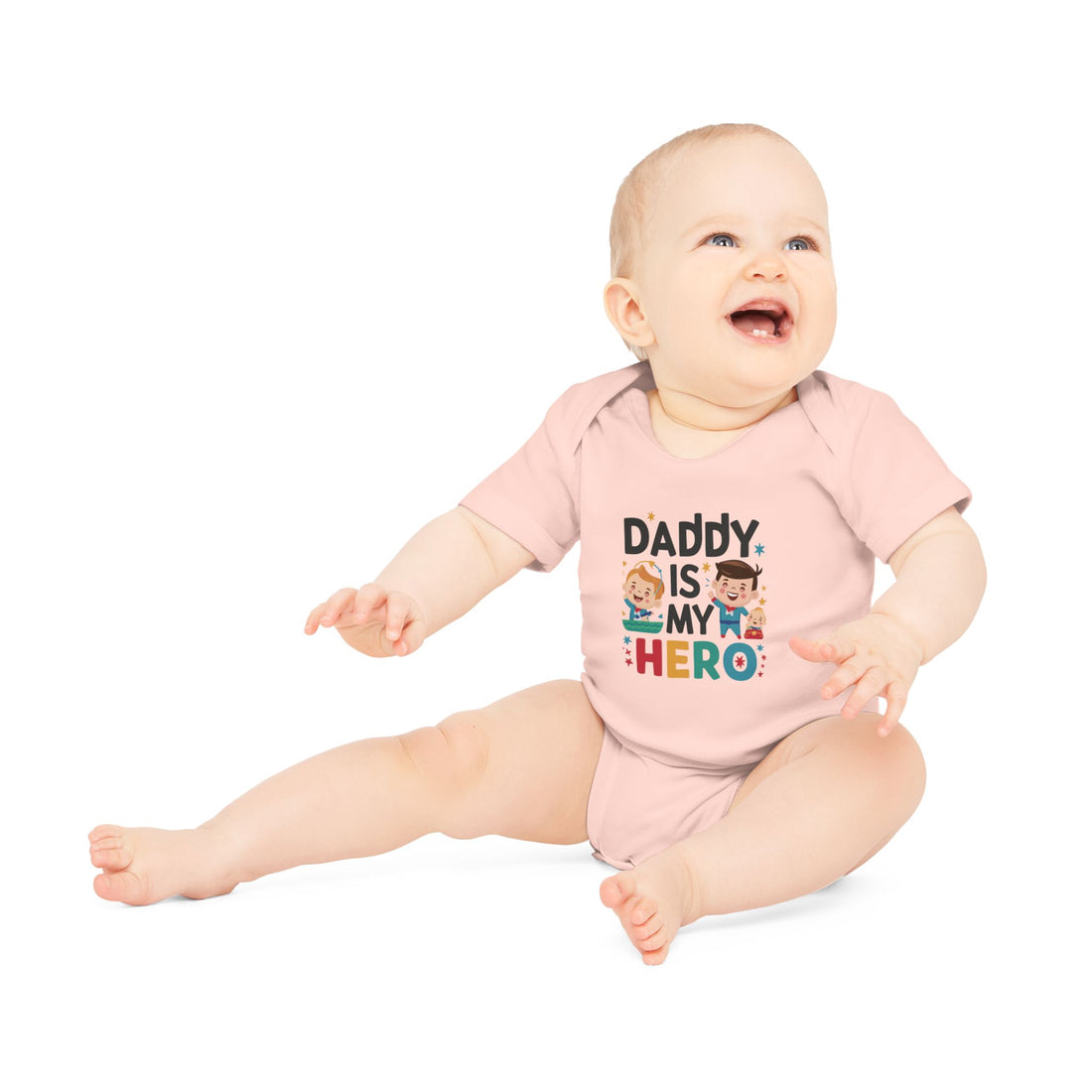 "Daddy is my hero" Baby Organic Short Sleeve Bodysuit