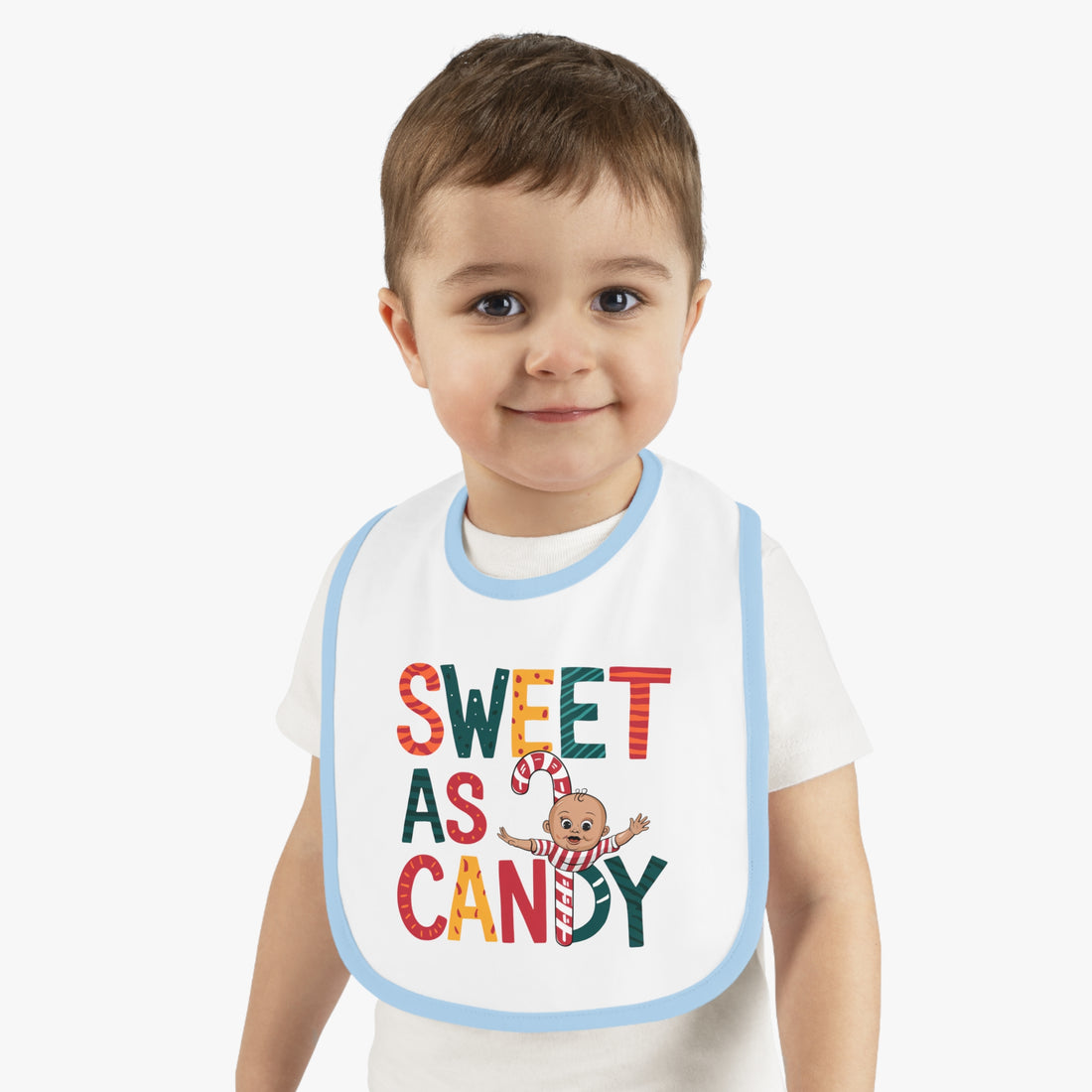 "Sweet as candy" Baby Contrast Trim Jersey Bib