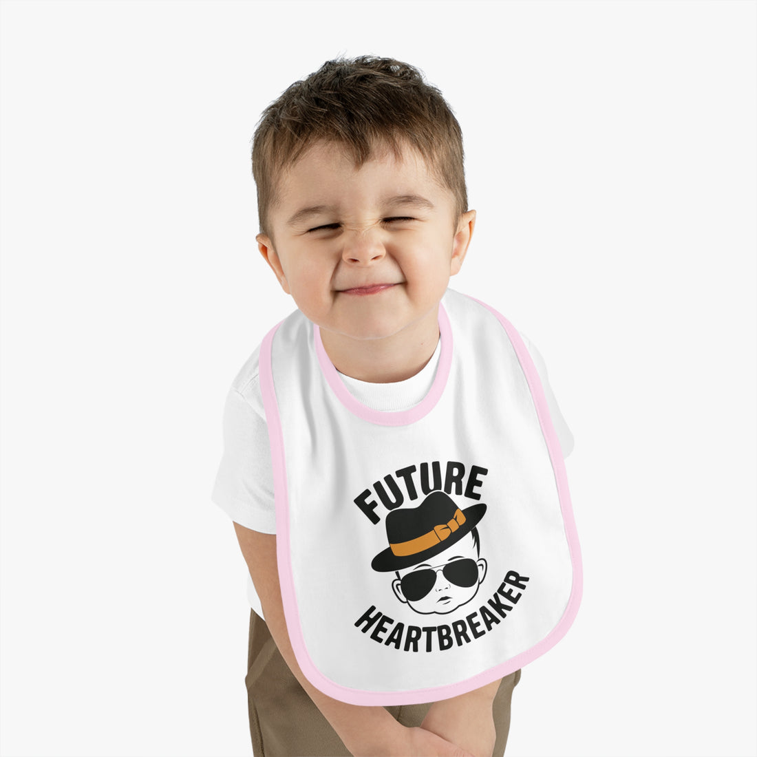 "Future heartbreaker" Baby Contrast Trim Jersey Bib