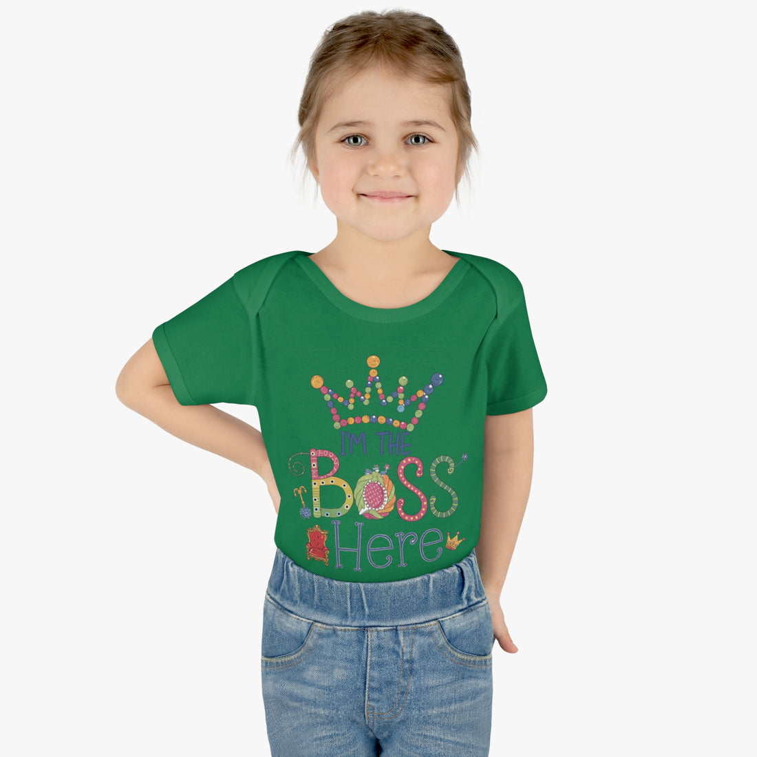 "I'm the boss here" Infant Baby Rib Bodysuit