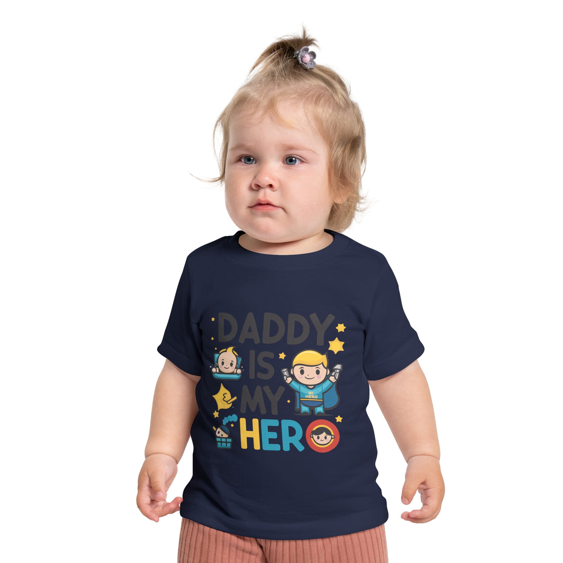 "Daddy is my hero" Baby Short Sleeve T-Shirt