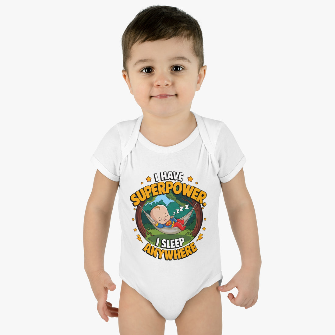 "I have a superpower I sleep anywhere" Infant Baby Rib Bodysuit