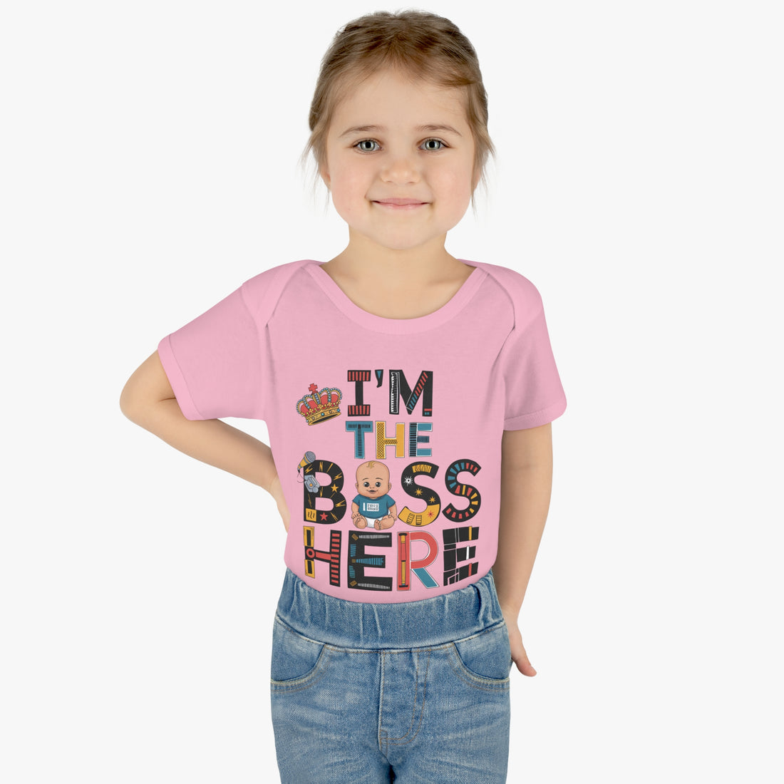 "I'm the boss here" Infant Baby Rib Bodysuit