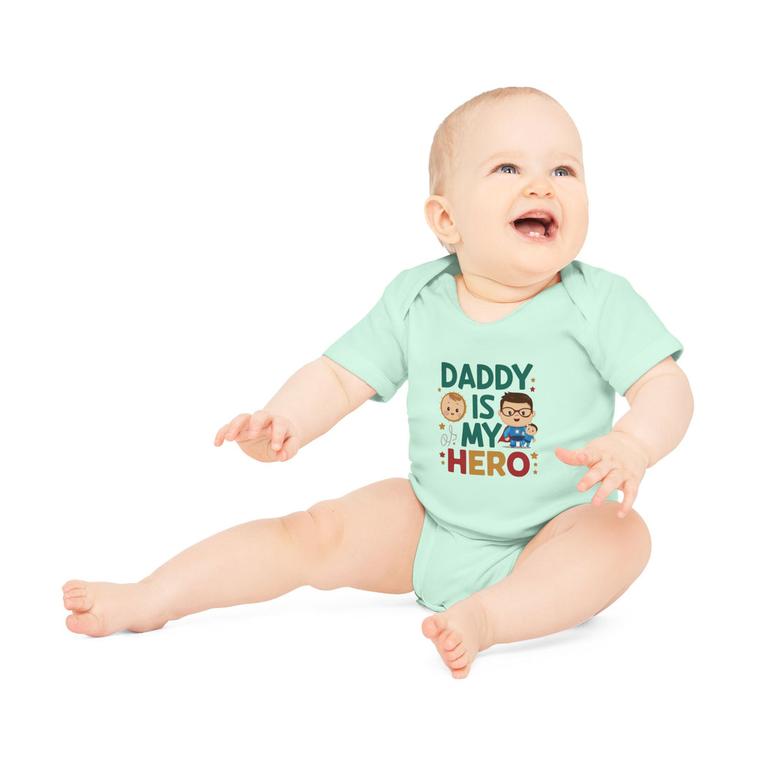 "Daddy is my hero" Baby Organic Short Sleeve Bodysuit