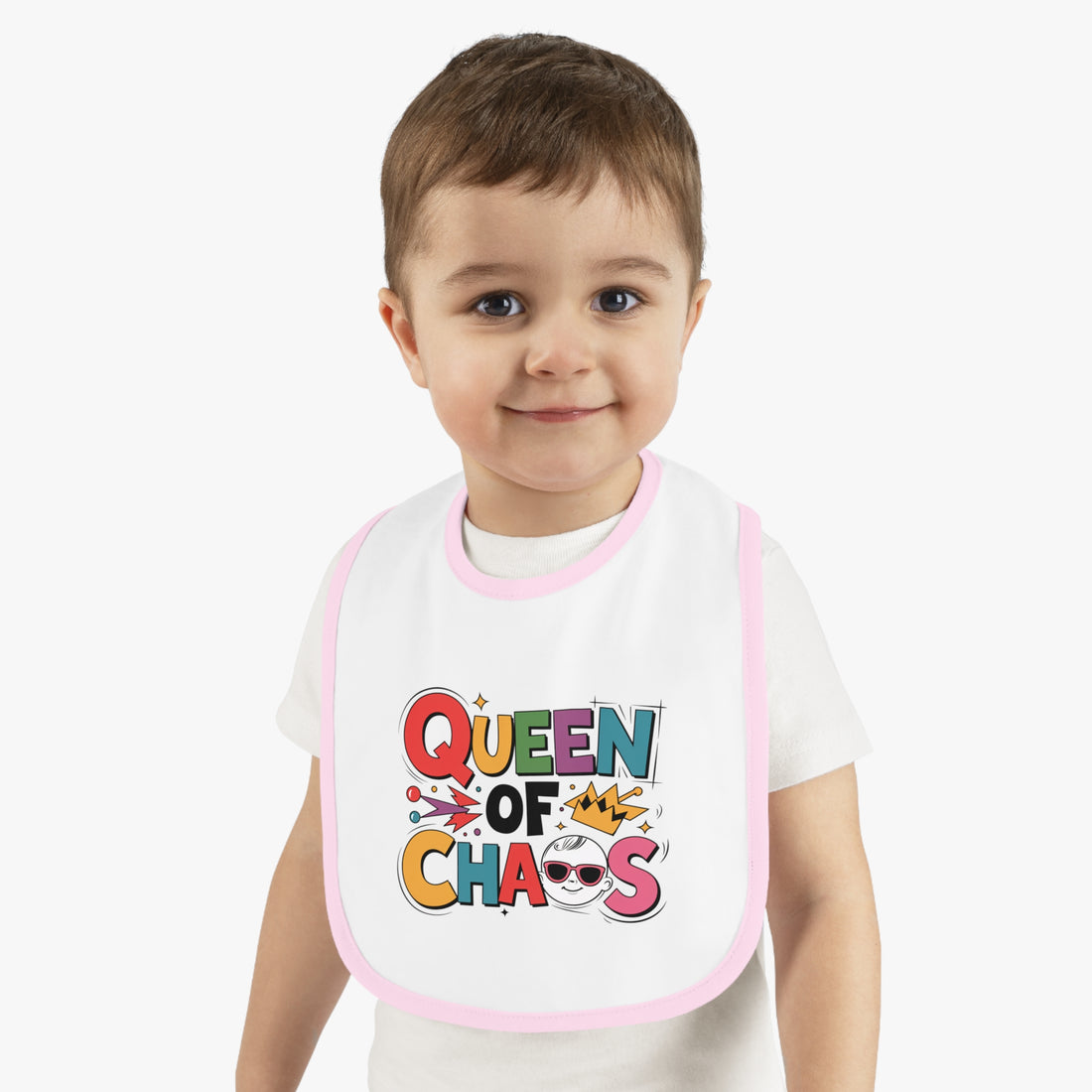 "Queen of chaos" Baby Contrast Trim Jersey Bib