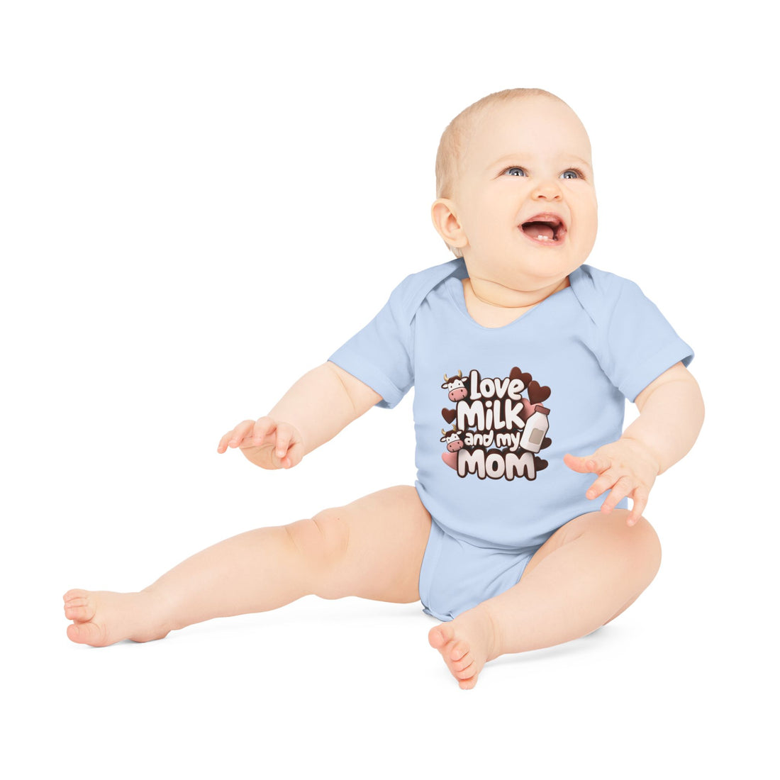 "I love milk and my mom" Baby Organic Short Sleeve Bodysuit