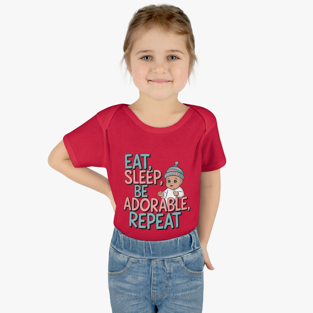 "Eat,sleep,be adorable,repeat" Infant Baby Rib Bodysuit