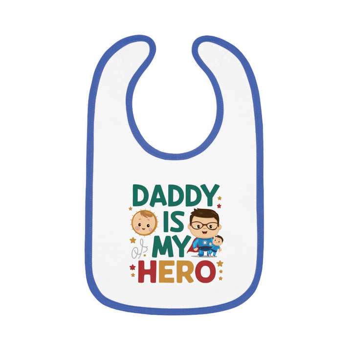 "Daddy is my hero" Baby Contrast Trim Jersey Bib