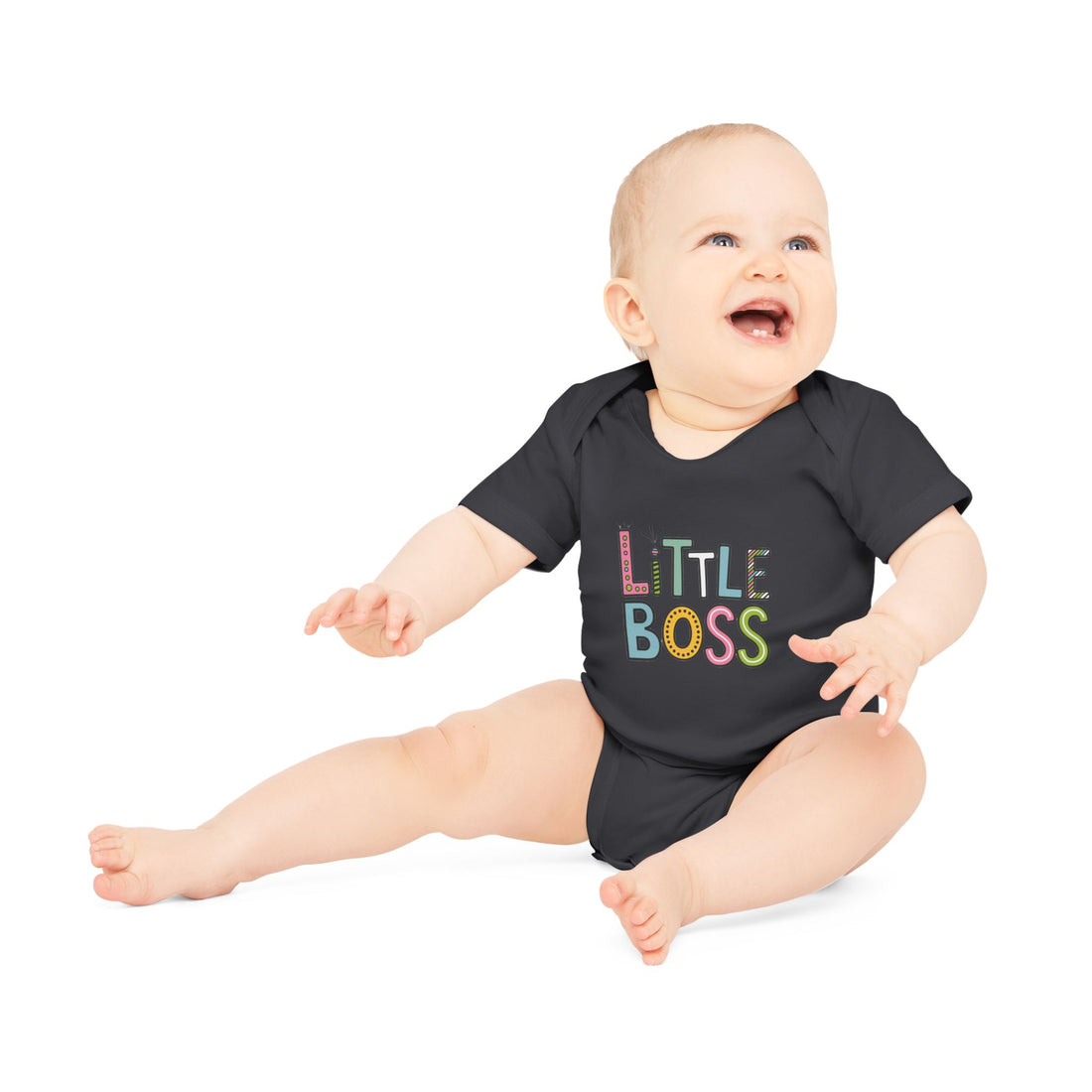 "Little boss" Baby Organic Short Sleeve Bodysuit