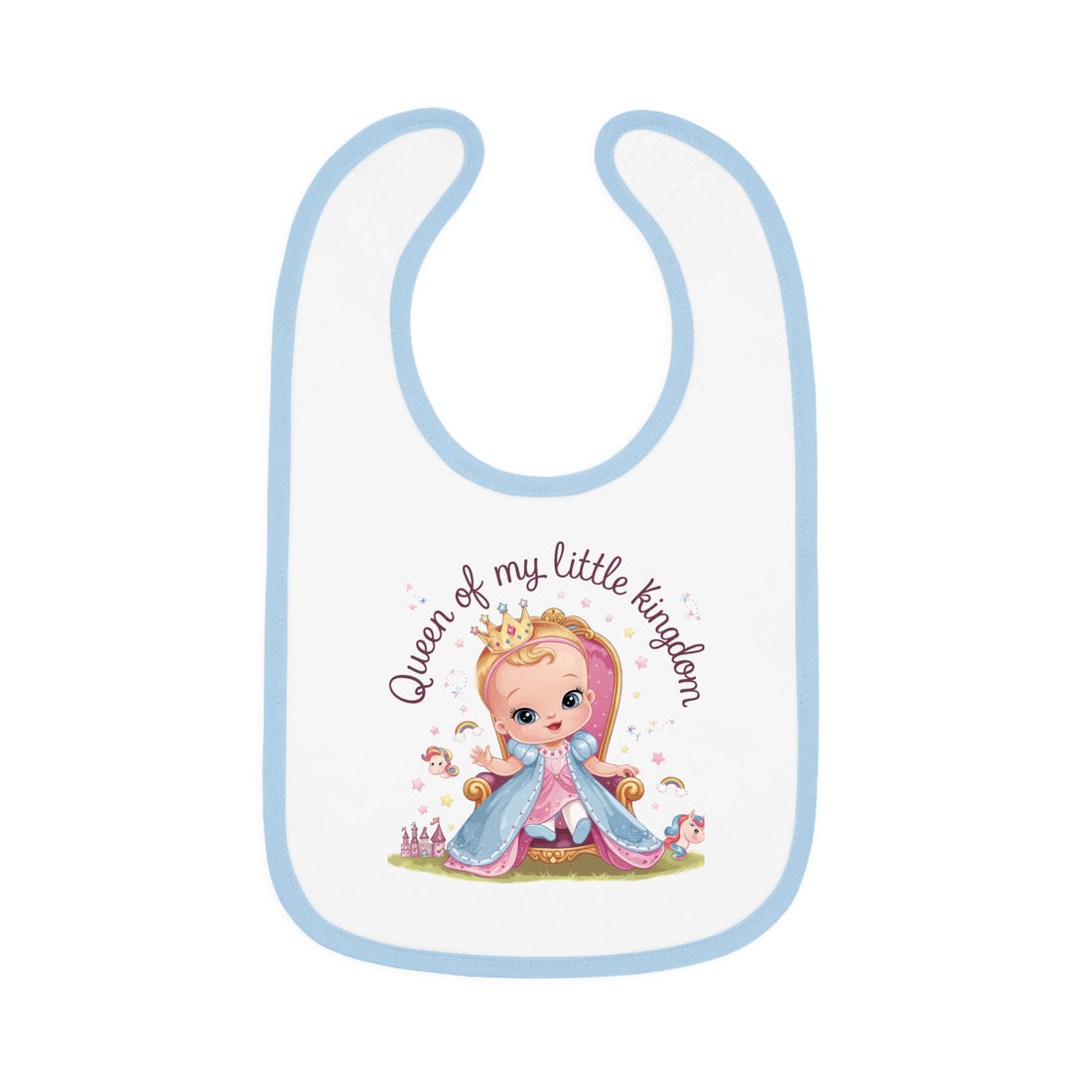 "Queen of my little kingdom" Baby Contrast Trim Jersey Bib