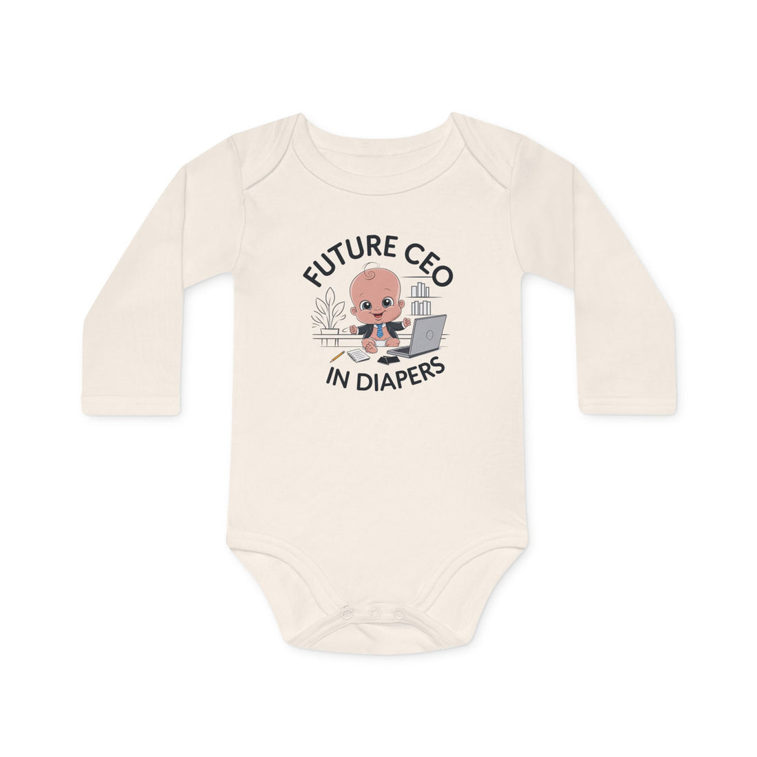 "Future CEO in diapers" Baby Long-Sleeve Organic Bodysuit