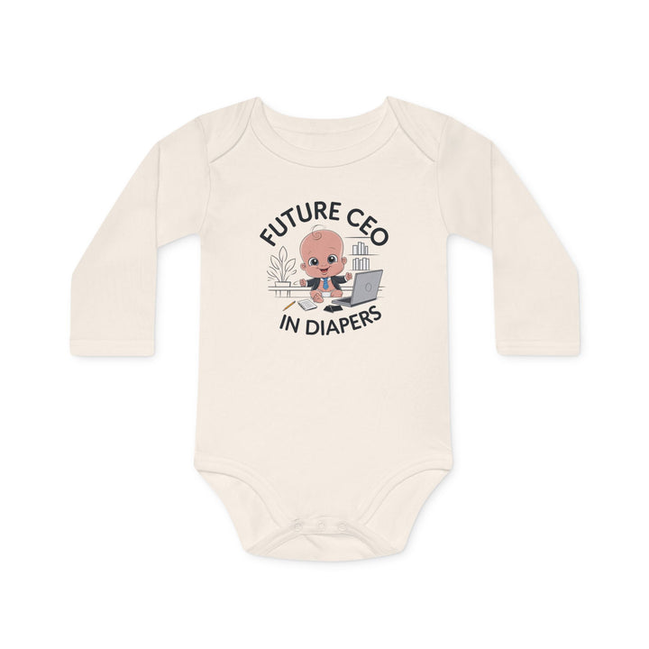 "Future CEO in diapers" Baby Long-Sleeve Organic Bodysuit