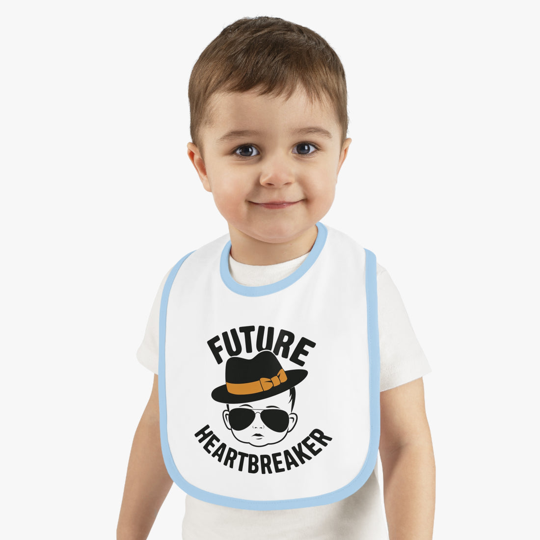 "Future heartbreaker" Baby Contrast Trim Jersey Bib