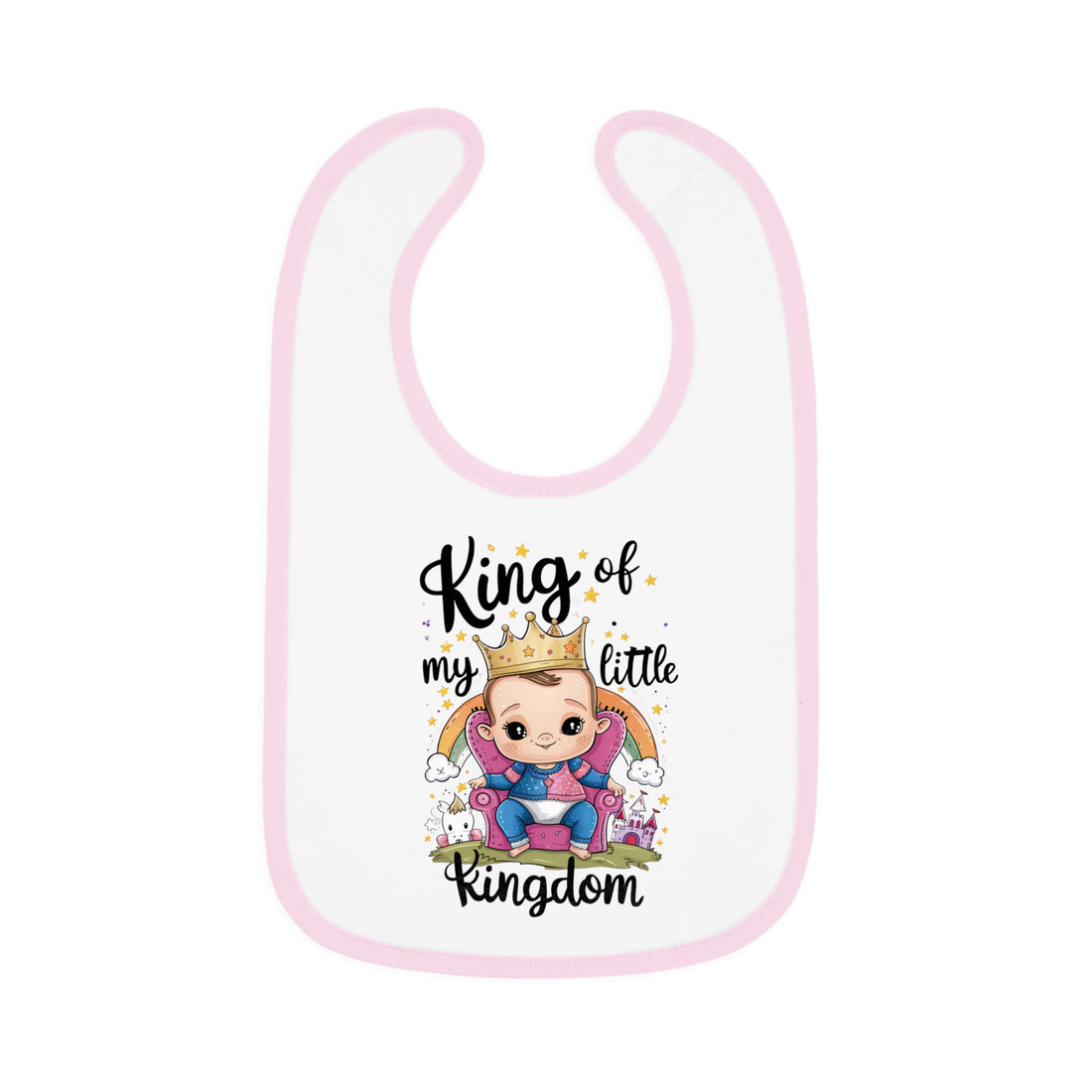 "King of my little kingdom" Baby Contrast Trim Jersey Bib