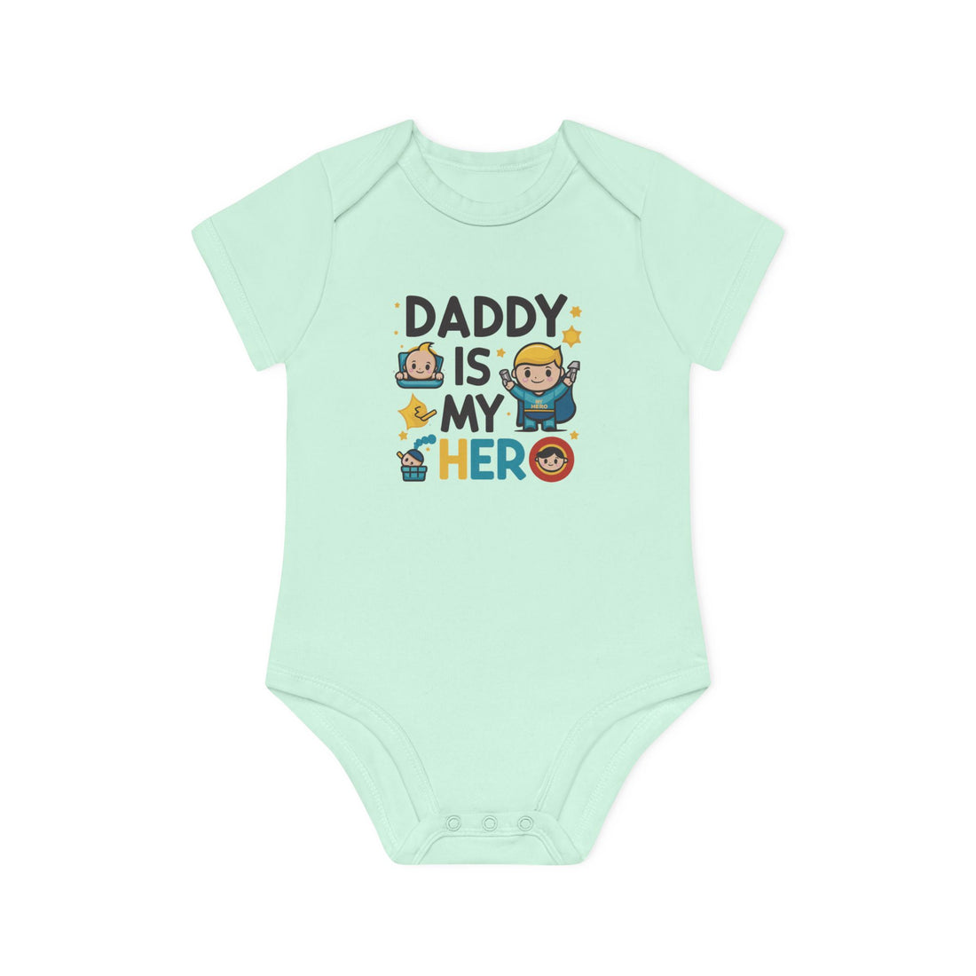 "Daddy is my hero" Baby Organic Short Sleeve Bodysuit