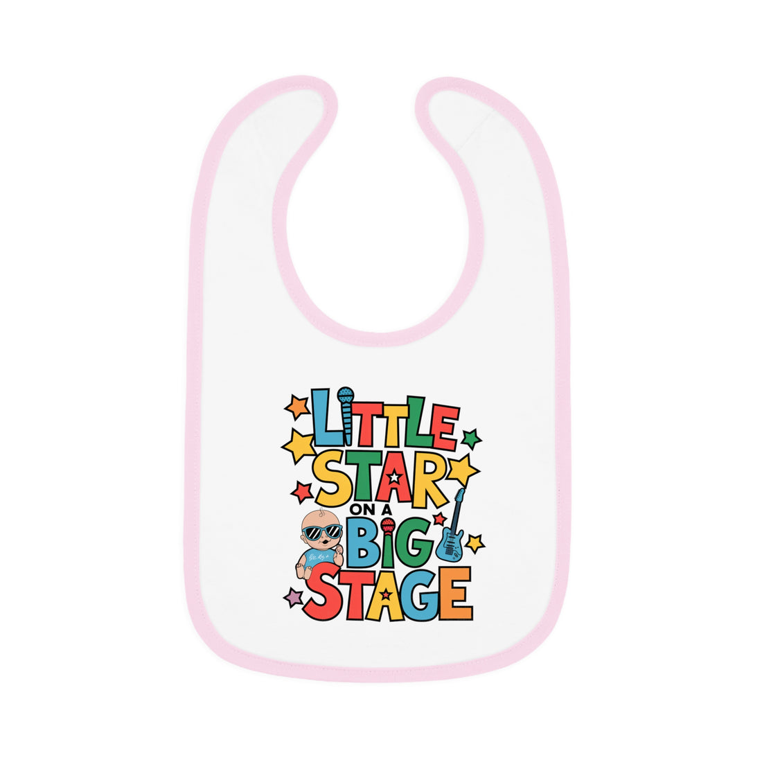 "Little star on a big stage" Baby Contrast Trim Jersey Bib