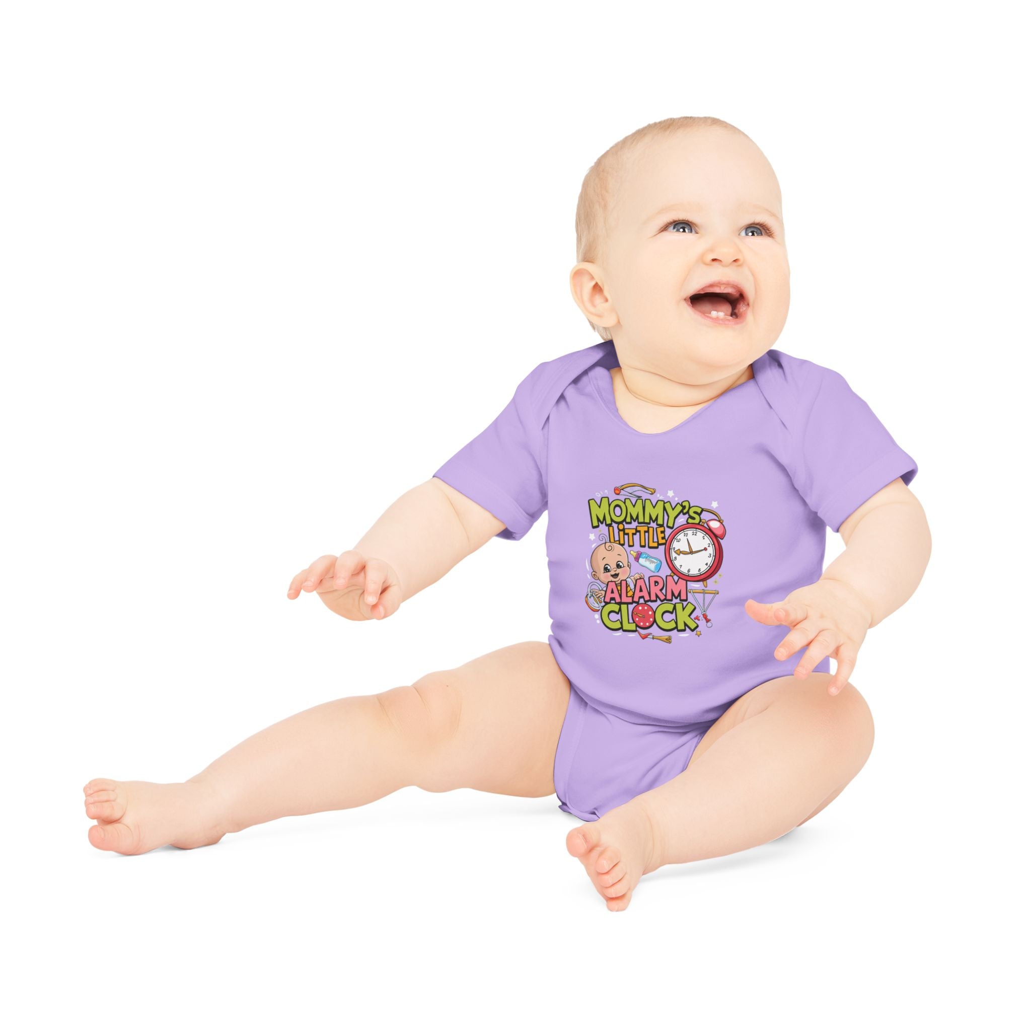 "Mommy's little alarm clock" Baby Organic Short Sleeve Bodysuit