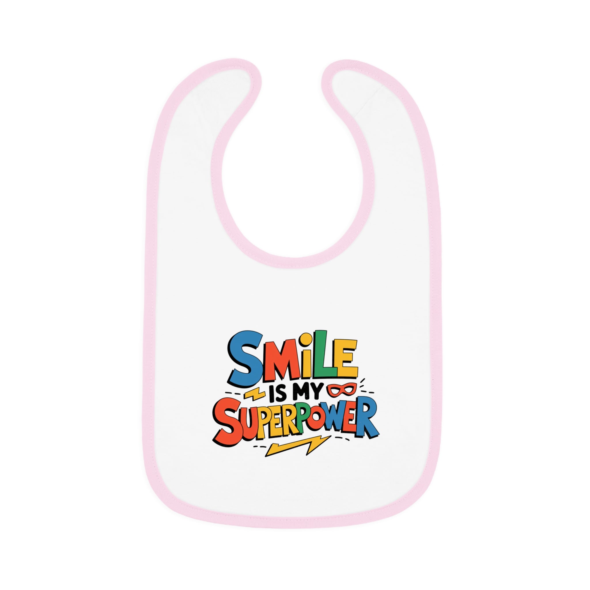 "Smile is my superpower" Baby Contrast Trim Jersey Bib