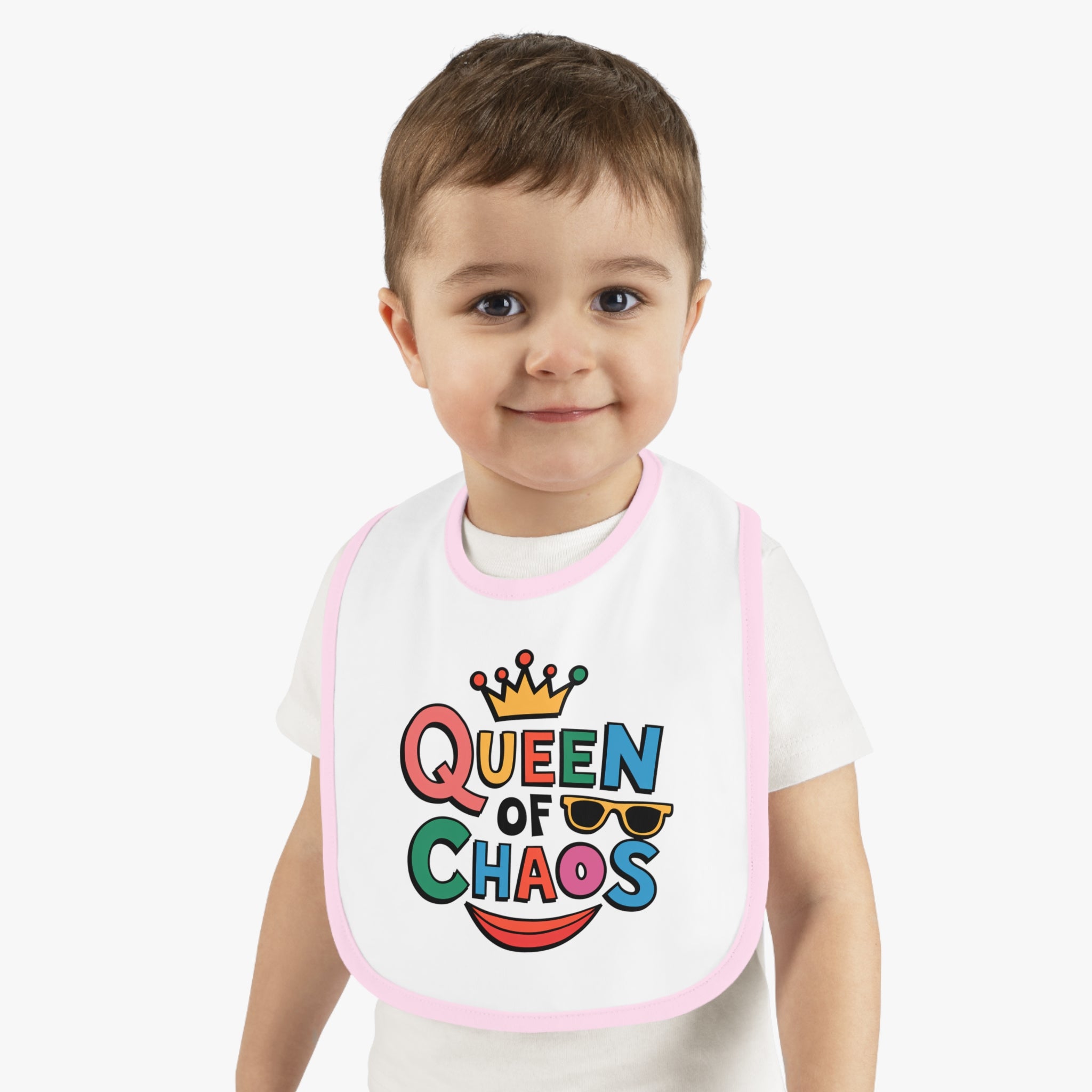 "Queen of chaos" Baby Contrast Trim Jersey Bib