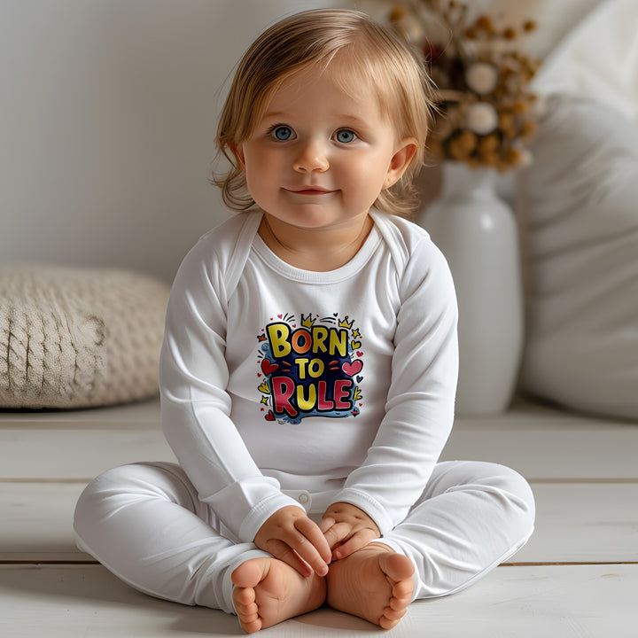 "Born to rule" Baby Long-Sleeve Organic Bodysuit