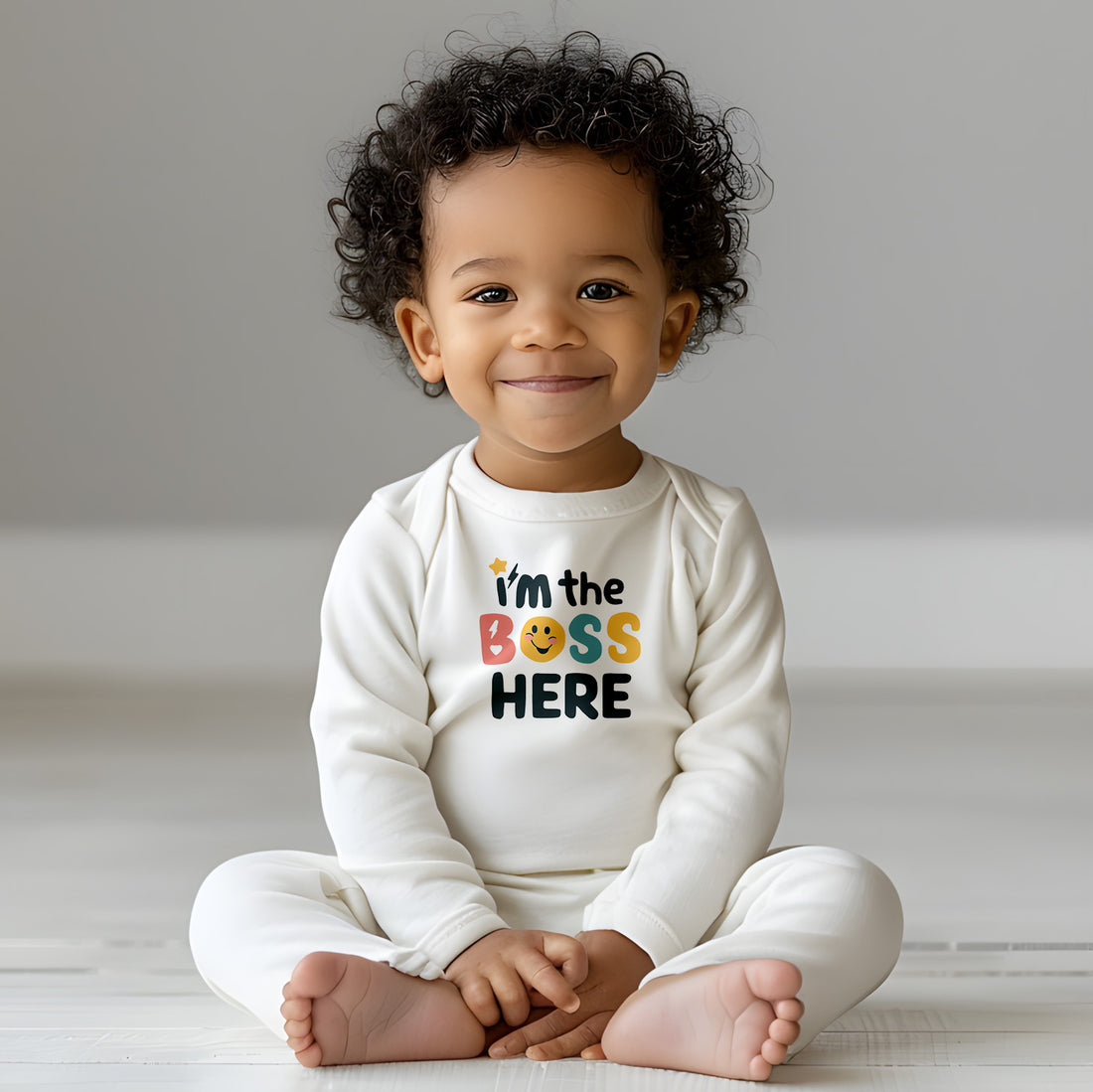 "I'm the boss here" Infant Long Sleeve Bodysuit