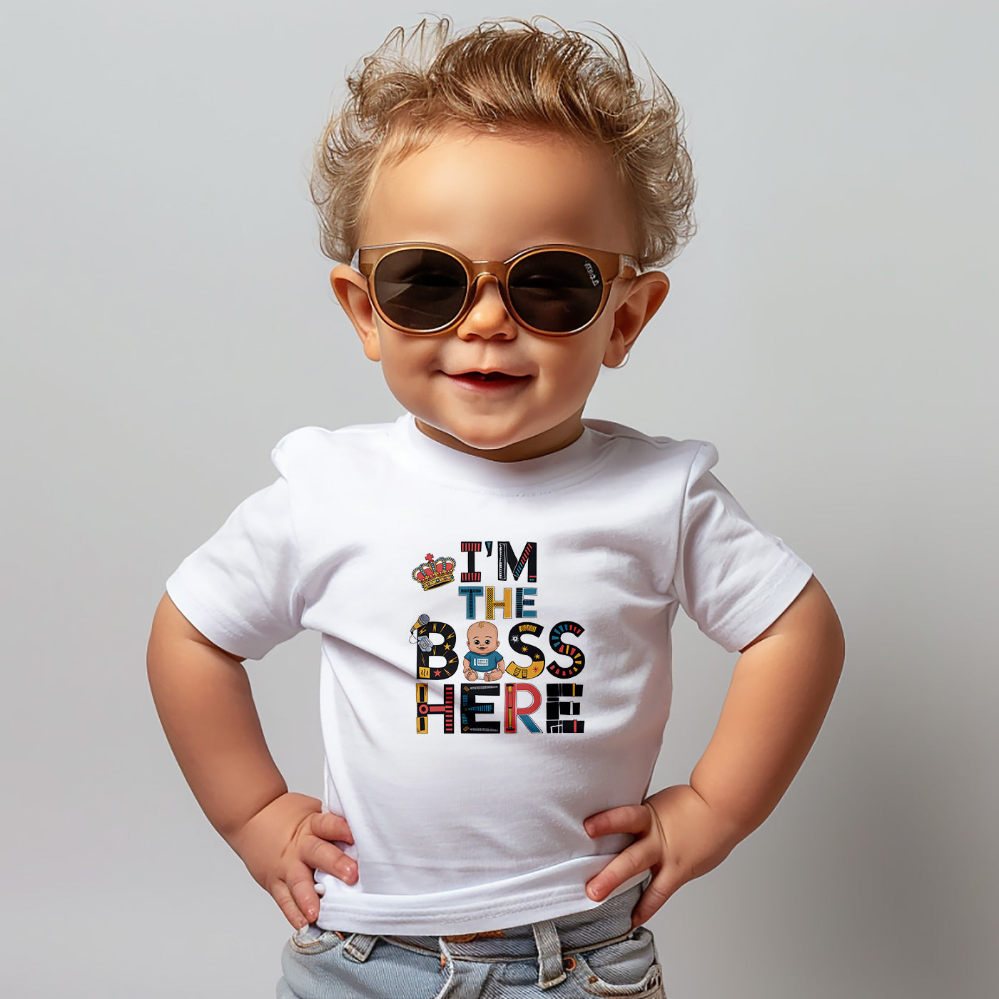 "I'm the boss here" Infant Fine Jersey Tee