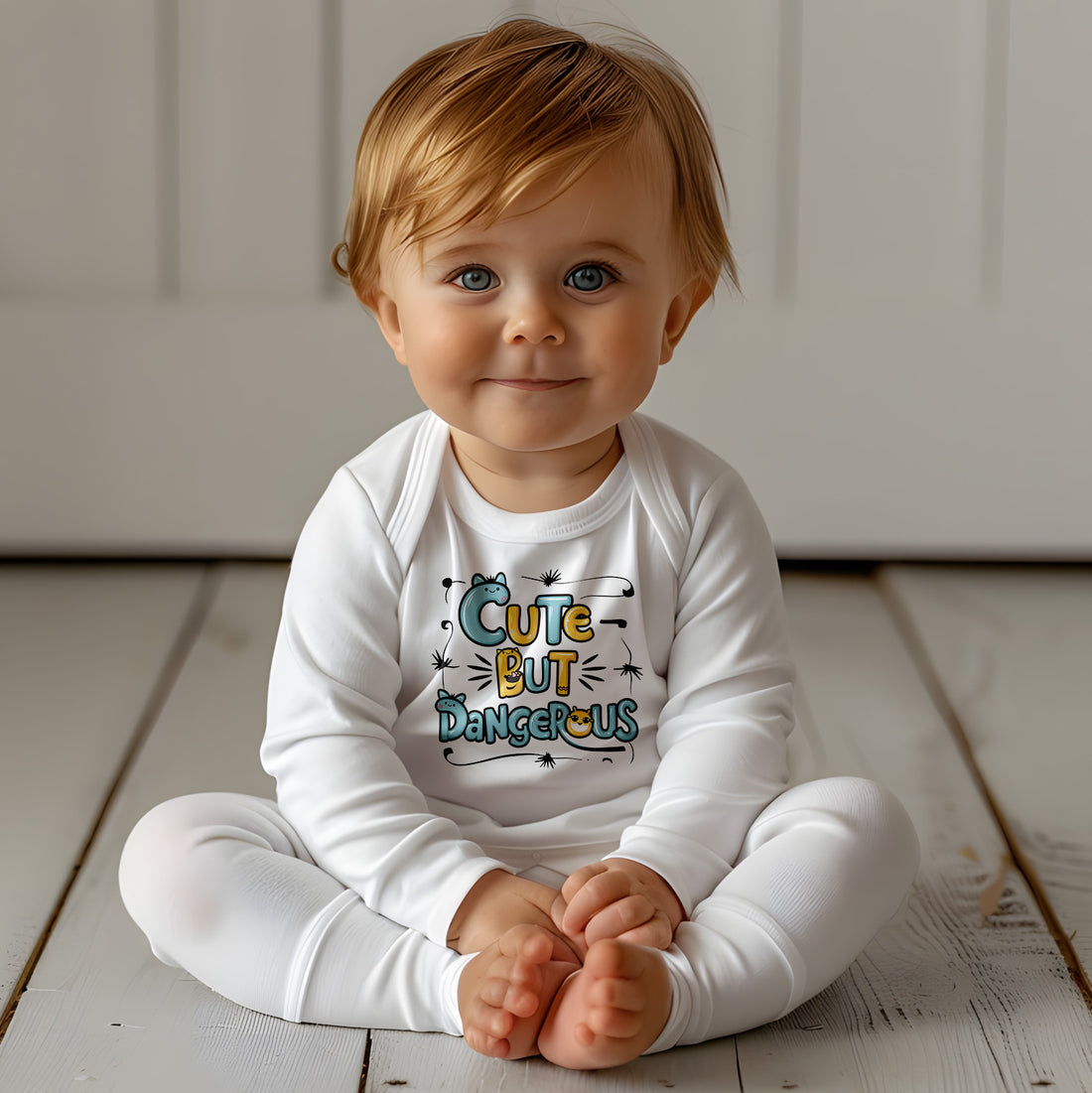 "Cute but dangerous" Baby Long-Sleeve Organic Bodysuit