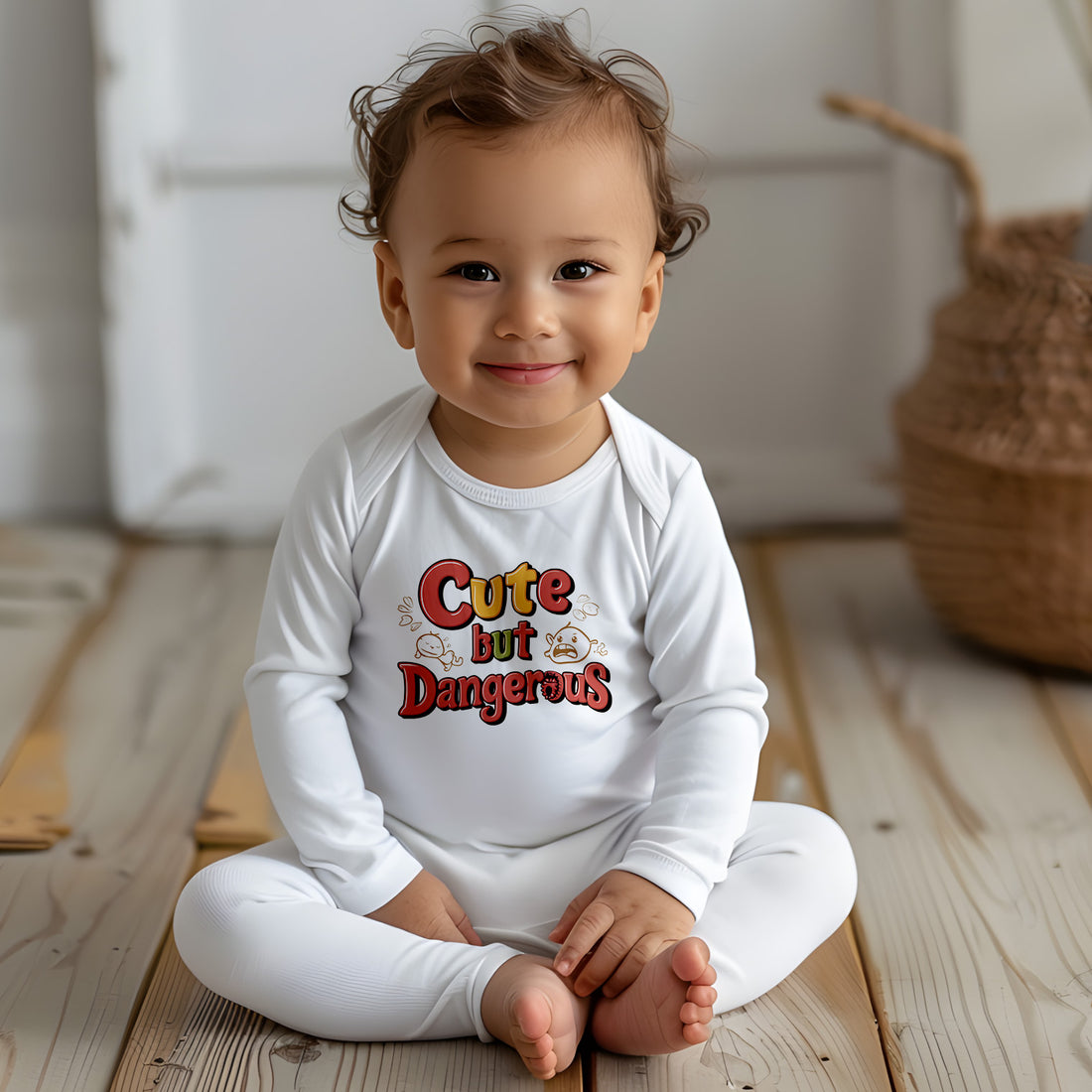 "Cute but dangerous" Baby Long-Sleeve Organic Bodysuit