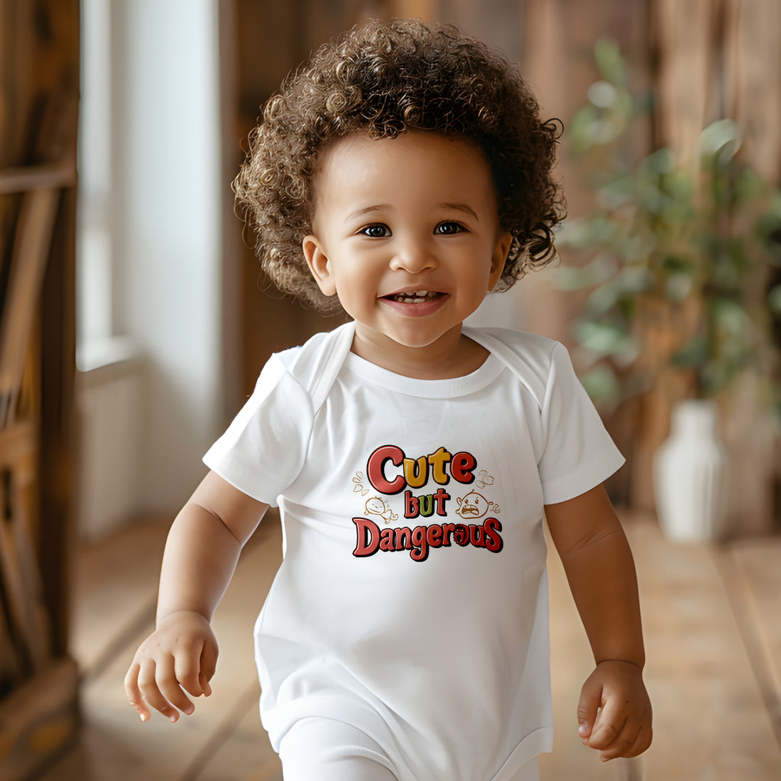 "Cute but dangerous" Baby Organic Short Sleeve Bodysuit