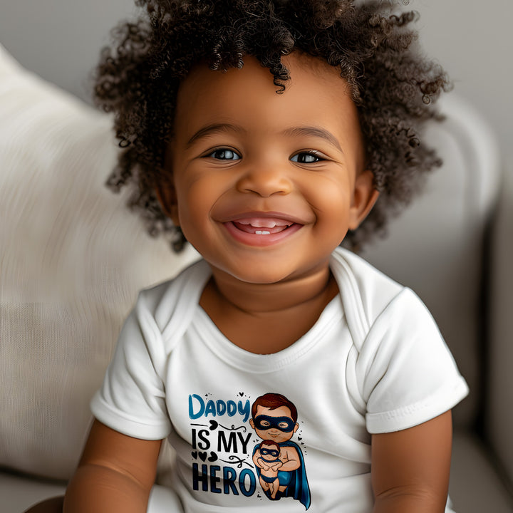 "Daddy is my hero" Baby Organic Short Sleeve Bodysuit