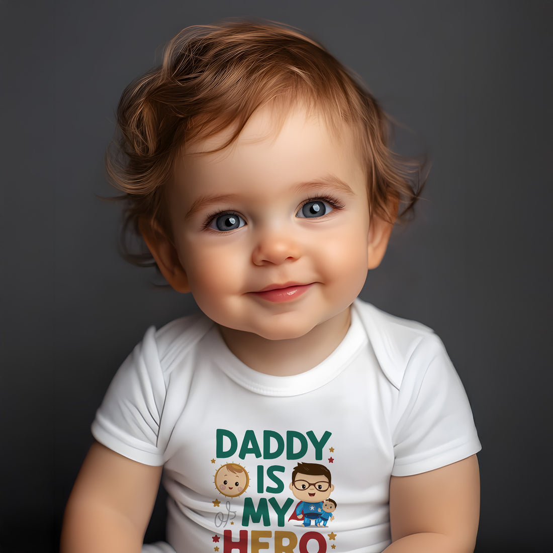 "Daddy is my hero" Baby Short Sleeve T-Shirt